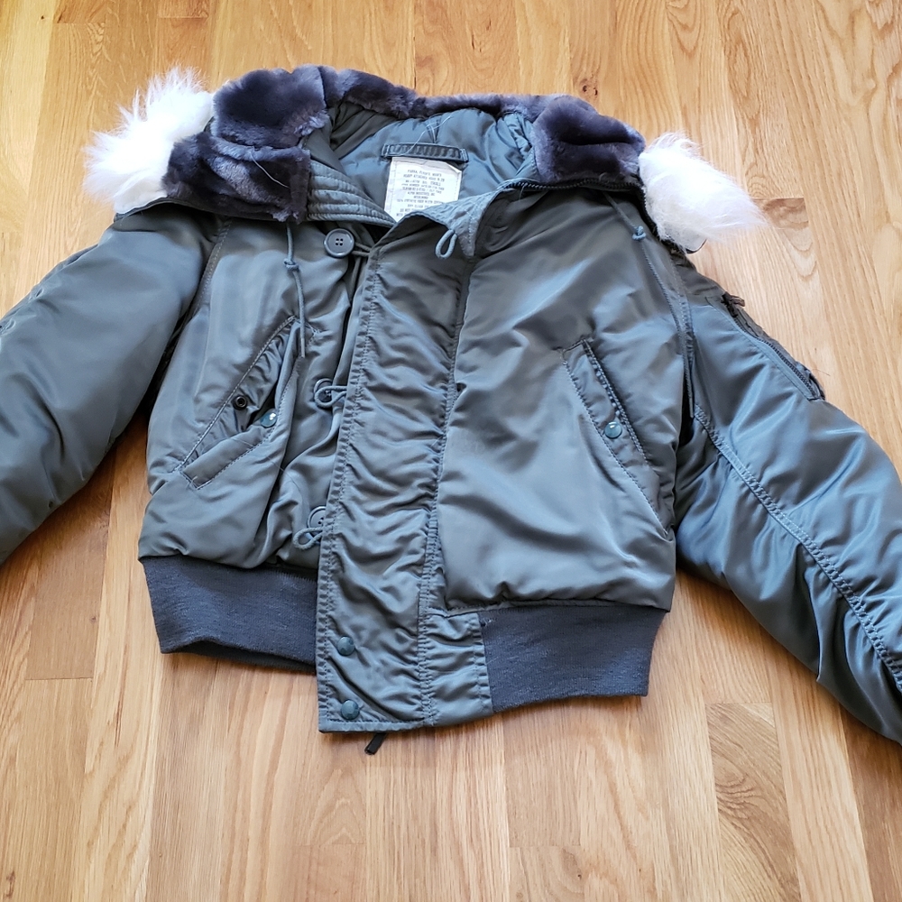 Vintage 1980s Air Force Flight Jacket Green N-2B